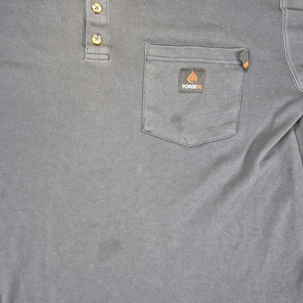 Forge FR Henley‎ Shirt Mens Large Navy Blue Flame Resistant Workwear NFPA 2112